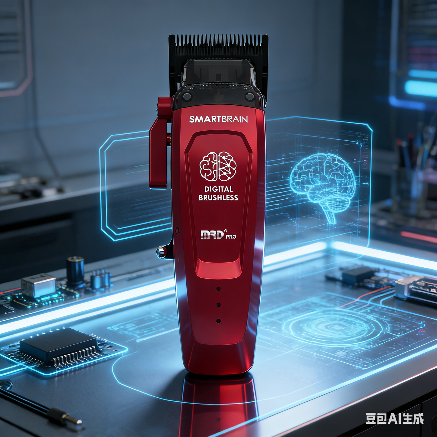 Smart Brain Digital Brushless Clipper - Cherry Red